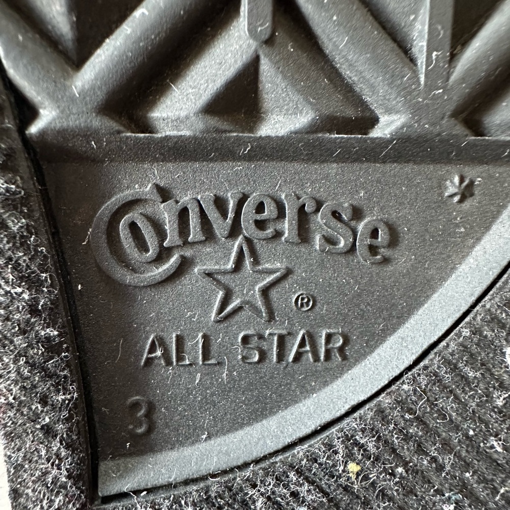 Converse All Star Junior Size 3 Black with Metallic Purple Low Top Sneakers - Picture 5 of 11